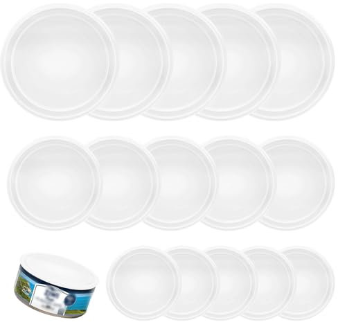 Xpieoyrm Lot de 3 tailles 15 pièces Couvercles de Conserve, Scellé contre la poussière Couvercle en Conserve en Plastique, Couvercle Pour Pot de Yaourt, Pour Conservation Aliments en Conserve