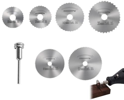 7PCS Rotary Drill Saw Blades Silver for Hss Circular Saw Blades Mandrel Rotary Tool Set Cutting for Hss Saw Disc Wheel Cutting Blades with Screwdriver Accessories for Wood Plastic Metal Cutting