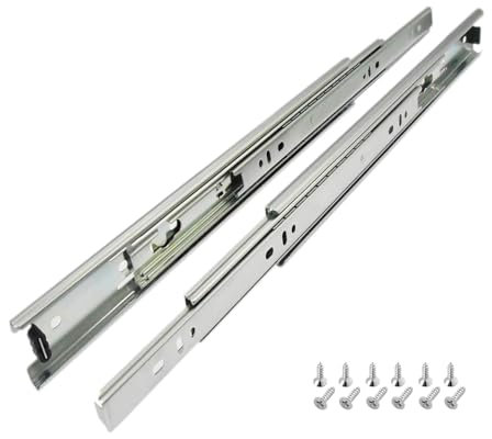 Schubladenschienen 400mm, 15 Paar (30 Stk.) Kugelauszug, 35mm Nut Schubladenauszug, Vollauszug Schubladenführungen mit Montageschrauben, Schubladen Schienensystem belastbar bis 35kg