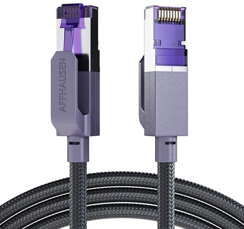 AFFHAUSEN CAT 8 Ethernet Cable, 15FT, 40Gbps 2000MHz Braided SFTP RJ38
