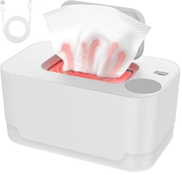 Baby Wipe Warmer Dispenser, Home Use Wet Wipes Warmer With Even Heating, Portable Space-Saving Diaper Heater Holder Case For Living Room, Compact Wipes Heated Storage, Pink, White