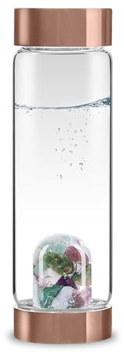 VitaJuwel ViA MYSTICAL MERMAID | Magische Wasserflasche mit Amethyst, Chalzedon, Mondstein, Aquamarin, Aventurin, klarem Quarz und Sternenstaub für Gelassenheit, Glück und Intuition