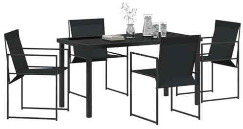 vidaXL Garten Essgruppe 5 STK. Schwarz Textilene und Stahl