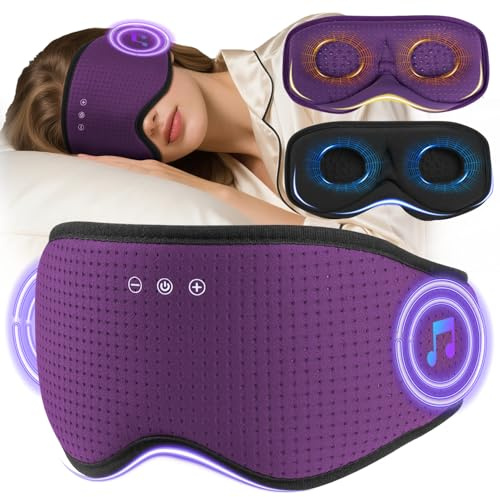 LC-dolida Bluetooth Sleep Mask Headphones with 2 Removable 3D Contoured Cup, Bamboo Cotton Sleep Headphones with Timming Setting, Sleep Eye Mask for for Side Sleepers,Travel Meditation Men Women