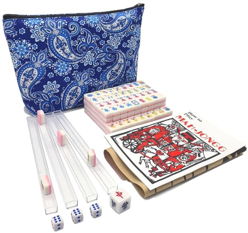 XuMoZC American Mini Mahjong Set 166 Oh My Mahjong Tiles 2.3 cm American Mahjong Game Pink Set Thickened Mah-Jongg Tiles Bag Mahjong Tile Set