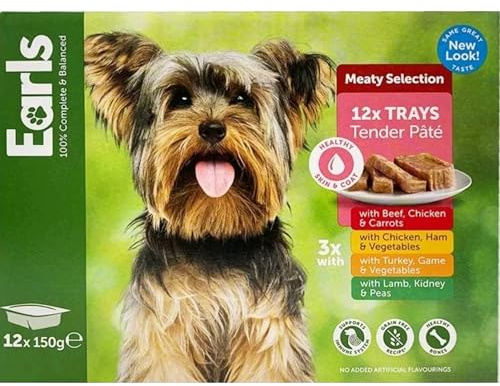 Ark Future Earls Meaty Selection Tender Pate Dog Food 12x150g – Grain Free, Complete & Balanced Wet Food Trays – Beef, Chicken, Turkey, Lamb Recipes – No Added Artificial Flavourings