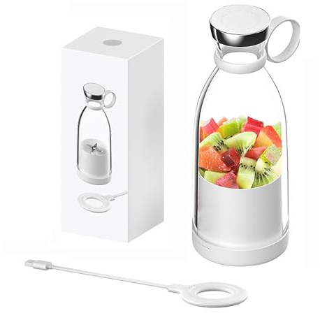 Portable Blender for Juice and Smoothies - Mini Electric with Glass Jar & Stainless Steel - USB Rechargeable for Travel, Kitchen & Gym