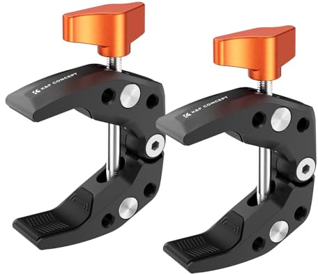 K&F CONCEPT 2 Pack Super Clamp with 1/4 Threads for Tripods Railings Desk | Aluminum Alloy Crab Camera Clamps for DSLR Cameras, Monitors, LED Lights, Magic Arm and Other Photo Accessories, MS-15