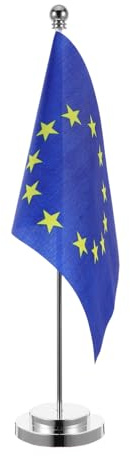 NAMOARLY Drapeau de Table Union Européenne Petit Format avec Support Robuste, Décoration de Bureau et Fête, Drapeau Vertical pour Salle de Réunion et Espace de Travail, Accessoire