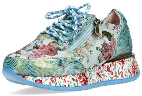 Laura Vita Damen Sneaker Blumenmuster Plateau und Reißverschluss Delphine 06