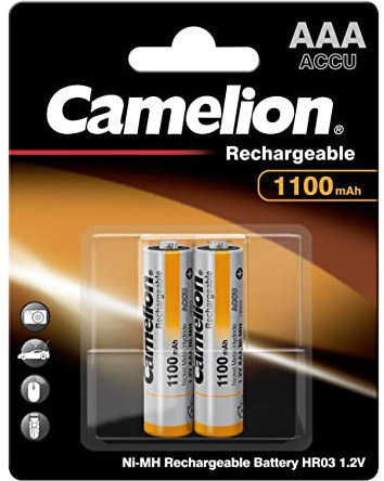 Camelion 17011203 - Ni-MH Rechargable Batterien AAA / HR03, 2 Stück, Kapazität 1100 mAh, wiederaufladbar, für elektronische Geräte zur Sicherstellung einer optimalen Energieversorgung