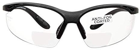 voltX Constructor BIFOKALE Schutzbrille mit Lesehilfe (KLAR +2.5 Dioptrie) CE EN166ft, Sportbrille für Radler enthält Sicherheitsband, Bifocal Safety Glasses, Anti Fog UV400 Linse