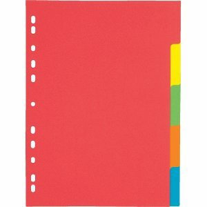 Pagna 25 x Register A4 Karton 5-teilig blanko o. Deckblatt 5-farbig