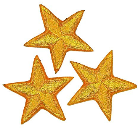 Yellow Star Patches > Pack of 3 > Embroidered > Iron-on > 1 (25mm) Hand Finished