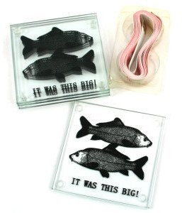 Set aus 4 Fisherman Glasuntersetzer mit Maßband It Was Big Geschenkset