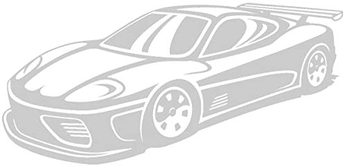 Samunshi® Wandtattoo Super Sportwagen Wandaufkleber Rennauto Rennwagen Wandsticker 200 x 95cm silbermetalleffekt
