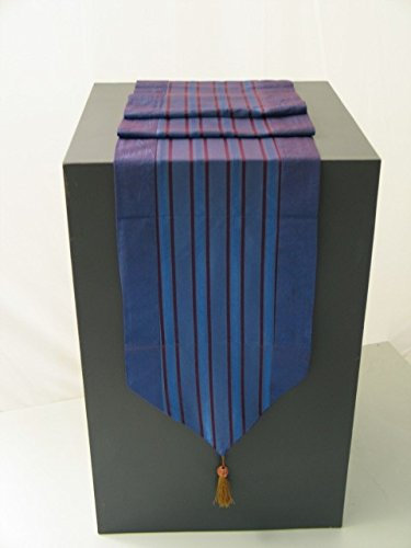 Bella-Vita GmbH Eleganter Tischläufer Tischband mit Quaste Streifen Design Läufer 33x200cm (blau)