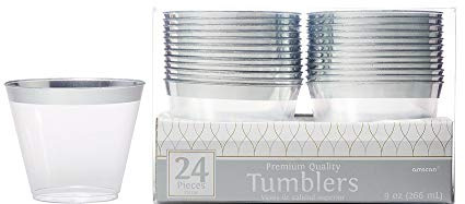 TUMBLER 9 OZ SLVR TRIM
