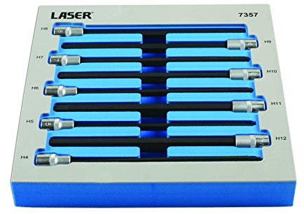 Laser 7357 Extra Long Hex Socket Bit Set 3/8D 9pc