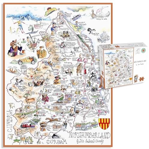 All Jigsaw Puzzles AJP10730 Lustige Karte von Northumberland – Tim Bulmer Puzzle, 1000 Teile