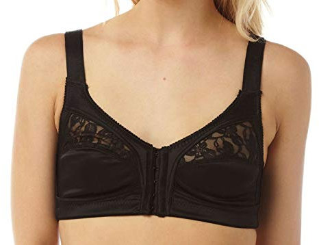 Women's Marlon Front Fastening Soft Cup Non Wired Bra Size 34-48 Cup B-E White (C, Black, 42)