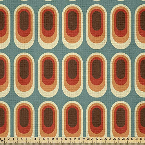 ABAKUHAUS Retro Stoff als Meterware, Vintage Mode-Ethno, Microfaser Multi Zweck Dekostoff für Kunsthandwerke, 3M (230x300cm), Dunkle Taupe Kadett Blau