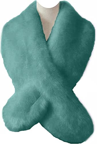 Ducomi Damen Faux Fur Schal - Weicher und eleganter Kragen mit Knopflochverschluss