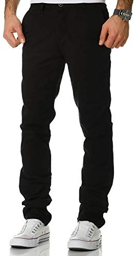 Amaci&Sons Herren Regular Slim Strech Chino Hose Fit 7009-10 Schwarz W38/L34