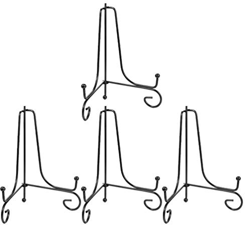 VOSAREA 4pcs Iron Plate Holder Kitchen Rack Storage Desktop Stand for Display Decor