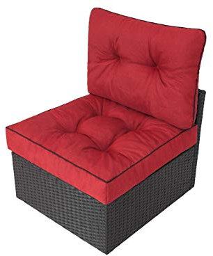PillowPrim Gartenkissen auf gartenmöbel Rattan Gartenpolster Polsterauflagen Deko Kissen Auflage Polster Ersatzpolster für PE Rattansessel 60x60x40 Rot