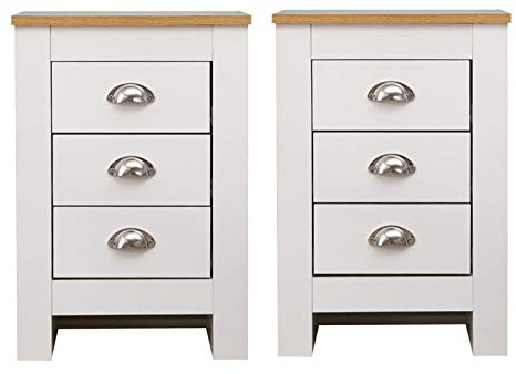 Yaermei Homeke 2/3 Drawers Bedside Table Nightstand Chest of Drawers Bedroom Furniture White and Oak