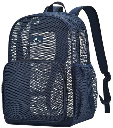 MAY TREE Netz-Rucksack für Schule, Strand, Schwimmen, Outdoor, Fitness, robuste Netz-Büchertasche mit stabilem Netzmaterial