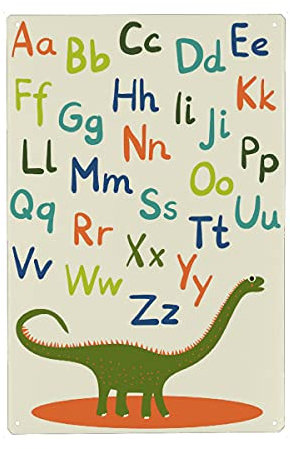 artboxONE Metall-Poster 20x30 cm Für Kinder Dino ABC Kinderzimmer von Künstler Sabandraba
