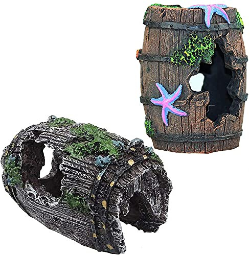 2 Stück Harz Aquarium Deko, Aquarium Höhle, Höhle Deko Aqua Ornaments | Aquarium Dekorationen, Aquarium Deko Höhle, Aquarium Zubehör Deko, Harz Aquarium Dekoration, für Aquarium Fish Shrimp Hiding