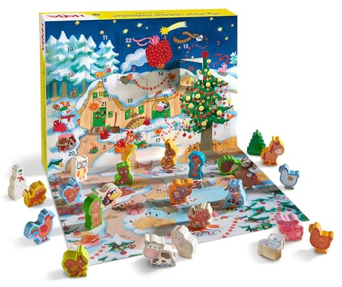 HABA My First Adventskalender Bauernhof Themed Holztiere Weihnachten Kleinkind Aktivitäten Ein wiederverwendbarer Adventskalender für Kinder