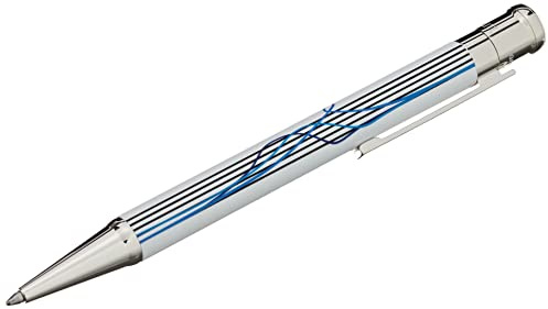 Otto Hutt design 04 Kugelschreiber 001-18778 – Kuli mit hochwertiger Beschichtung, 4-fach Liniendruck und glänzender Oberfläche in der Farbe Weiß – Mit Großraummine M, blau