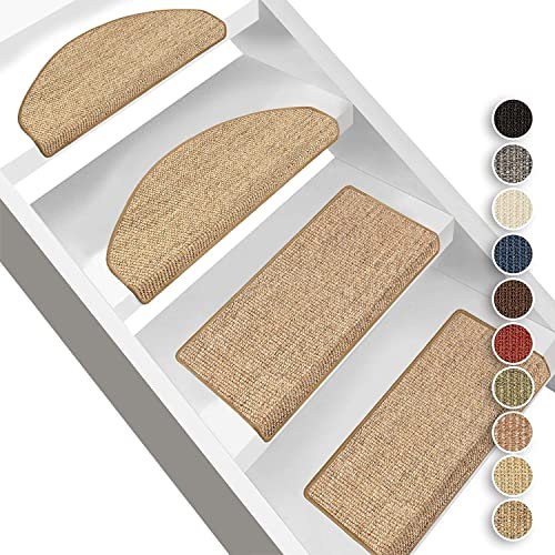 KARAT Tapis d'escalier Pure Nature - Protection d'escalier, antidérapant et Autocollant - Tapis pour marches (Liège, Rectangulaire | 23,5 x 65 cm)