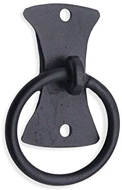 Forged Iron Ring Drop Pull Handles Vintage Look Black Cabinet Cupboard Antique Trunk Wooden Furniture Home Decor Handles (Vertical Butterfly Shape)