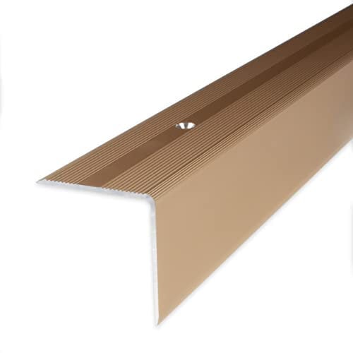 PROVISTON | Treppenkante | Aluminium eloxiert | Bronze Hell | Breite 40 mm | Höhe 42 mm | Länge 2700 mm | Gebohrt | Treppenkantenprofil | Treppenwinkel | Winkelprofil | Kombiwinkel | 1 Stück