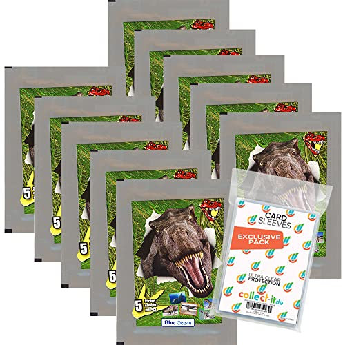 collect-it.de MY HOME OF CARDS + TOYS Exklusive Aufbewahrungshüllen im Bundle mit Blue Ocean Dinosaurier 2022 - Sammelsticker - 10 Tüten