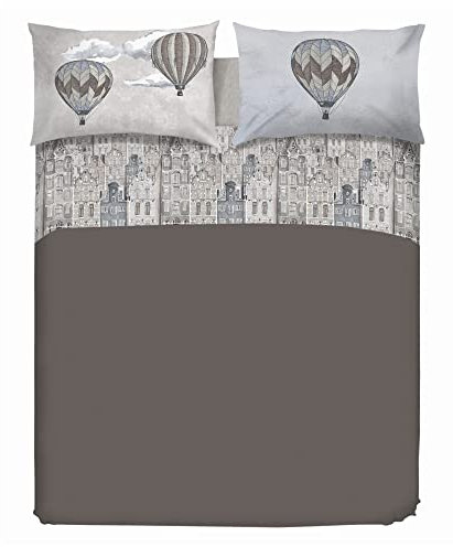 PENSIERI DELICATI Completo Letto Matrimoniale 100% Cotone, Completo Lenzuola Matrimoniali 180x200 Comprensivo di Lenzuolo sotto, sopra e 2 Federe, Made in Italy, Fantasia Volare Beige