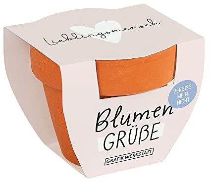 Grafik Werkstatt Blumengrüße Vergissmeinnicht| Mini-Terrakotta-Töpfchen mit Samen | Lieblingsmensch