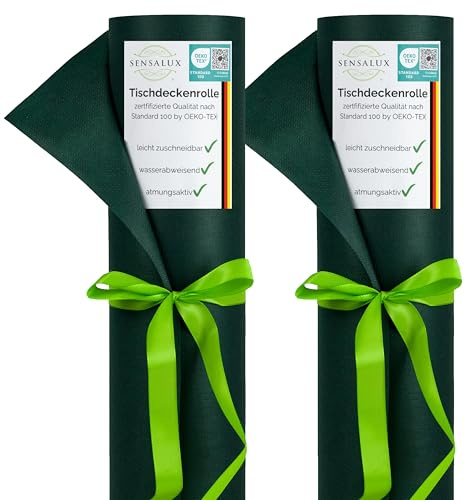 Sensalux Tischdeckenrollen-Set, 2 Stück, stoffähnliches Vlies, Event, Geburtstagsfeier, 1m x 25m Grün
