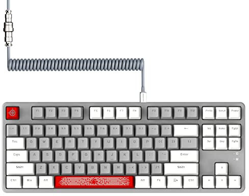 AJAZZ AK873-75% Wired Gaming Tastatur mit Spiral USB-C Kabel-Hot Swappable Rote Schalter Mechanische Tastatur-Light Up TKL 80% Kompakt 87 Tasten PBT Keycaps-Abnehmbare Magnetic Abdeckung für PC/Mac