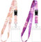 Zonon 2 Set Summer Lanyard with Card Holder for Neck, Neck Strap Flowers Lanyard and Waterproof Transparent Badge Holder for ID Card, Office Supplies(Marble Style)