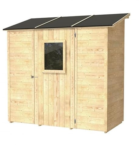 La zappa Casetta in legno addossata con porta finestrata deposito da giardino Made in Italy 207 x 102 x h 222 cm