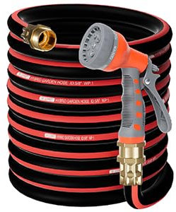 M JJYPET Robuster Wasserschlauch, 1.6 cmx2.5 m, kein Knicken, Flexschlauch, männlich/weiblich, 1.9 cm, 100% massives Messing, Außen-Gartenschlauch für Rasen, Haustierreinigung, Autorohr 75 cm FT)