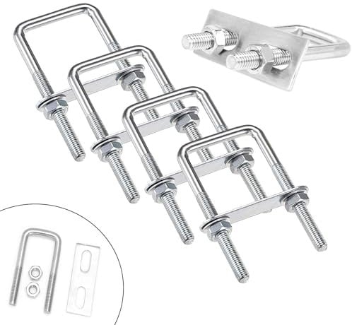 4 Stück U-Schrauben,M6 Edelstahl U-Bolzen 80 x 50mm,Vierkant U-Bolzen Edelstahl,304 Edelstahl Bügelschraube,Vierkant-Bügel,für Rohr Durchmesser Befestigung Auto Abschleppen