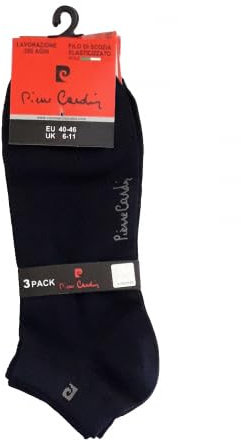 Pierre Cardin 6 paia calze, calzini corti nero quarter cotone filo di scozia uomo 40-46