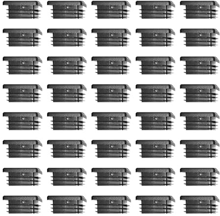 22mm Black Plastic Plugs, Square Tube Covers, Inner End Caps for Chairs Desks Tables Foot Furniture Pipe, 40 Pcs